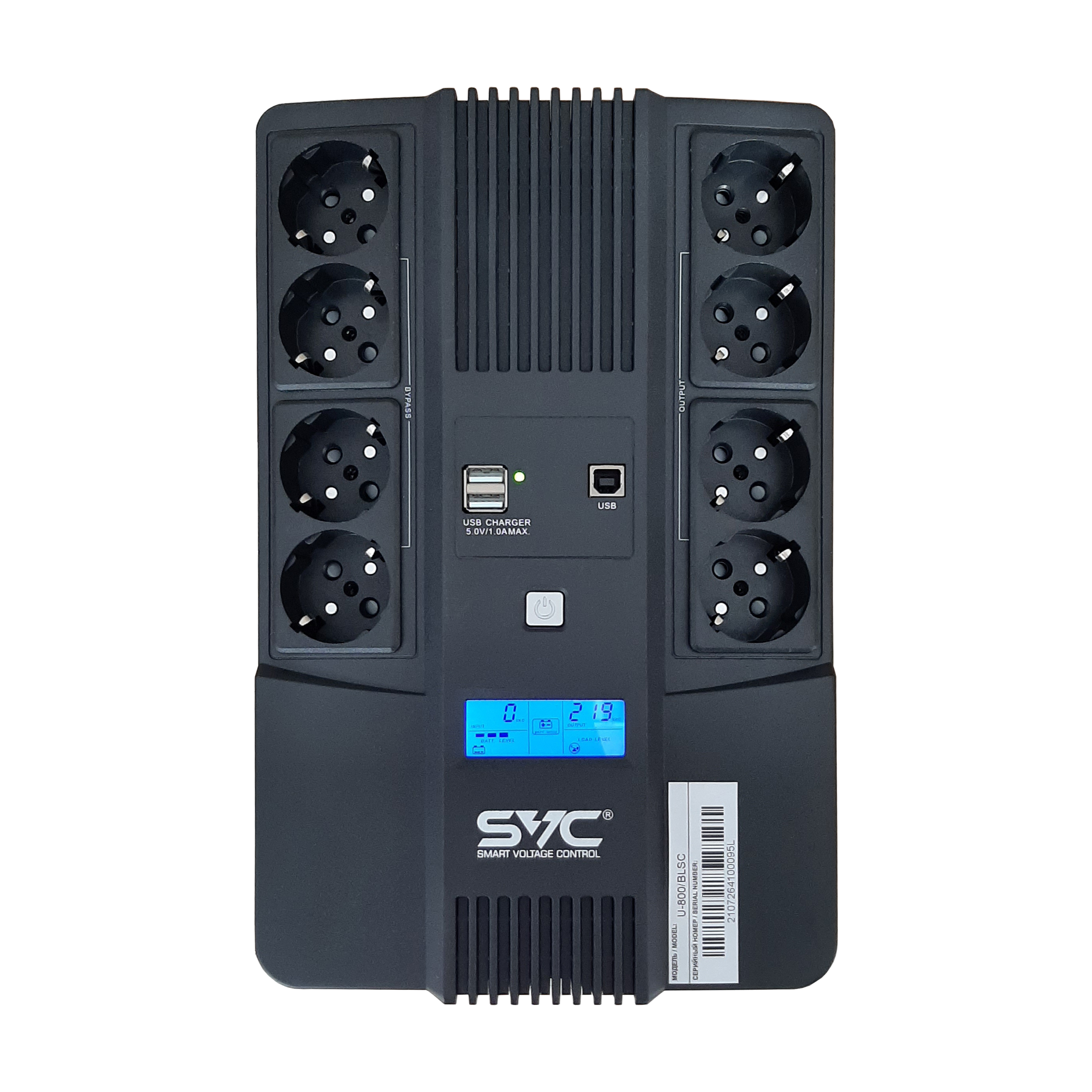 ИБП SVC U-800/BLSC, 800VA (4 + 4 Schuko)