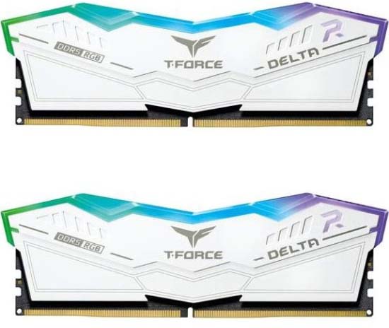 Оперативная память 32Gb Team T-Force Delta RGB White FF4D532G6000HC38ADC01, DDR V, PC-48000, 6000MHz, kit 2x16Gb