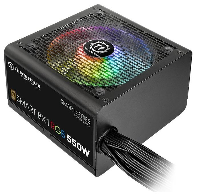 Блок питания 550Вт, Thermaltake Smart BX1 RGB SP-550AH2NKB-2 (PS-SPR-0550NHSABE-1), 80 Plus Bronze, APFC, ATX