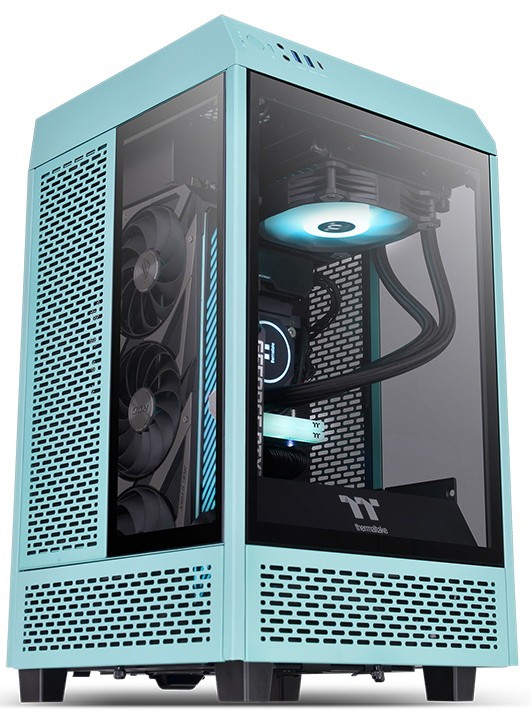 Корпус Thermaltake The Tower 100 Turquoise CA-1R3-00SBWN-00, без БП, mini-ITX