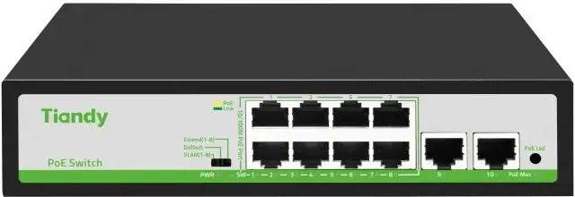 Коммутатор Tiandy TC-P3S010 (F/0820/AT/90/V2.0), 8xLAN 100Mbps, PoE