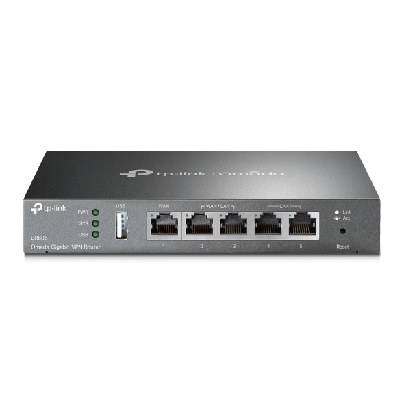 Роутер TP-Link ER605, 2xLAN 1Gbps, 2xWAN/LAN 1Gbps, 1xWAN
