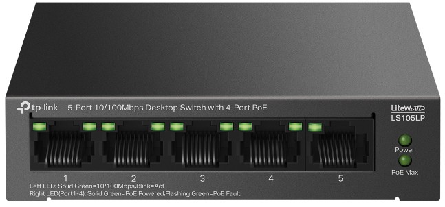 Коммутатор TP-Link LS105LP, 5xLAN 100Mbps