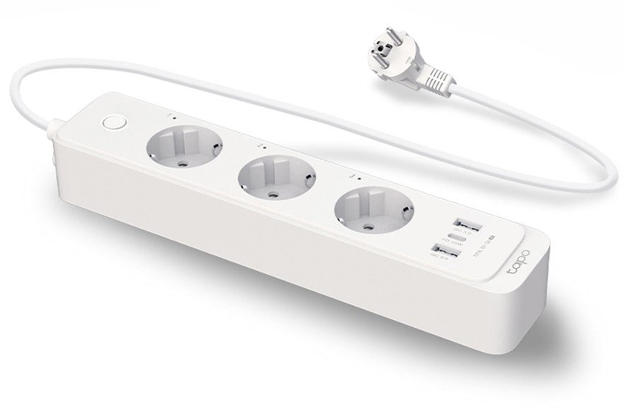 Умный сетевой фильтр Wi-Fi 1.5м 3 розетки TP-Link Tapo P300, белый (2xUSB-A, 1xUSB-C)