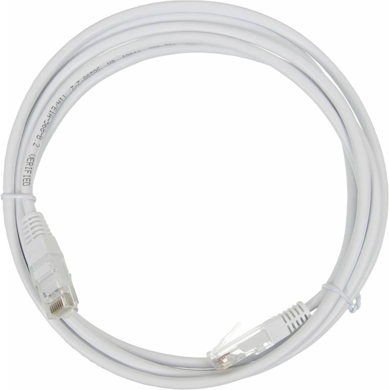 Патч-корд 2м, UTP cat.5e, TWT TWT-45-45-2.0-WH, белый