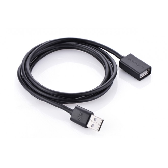 Кабель удлинитель USB2.0 (M) - USB2.0 (F), 1.5м, Ugreen US103 10315, Black