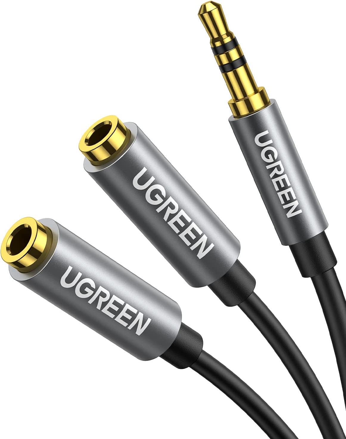 Кабель разветвитель Jack3.5 (M) - 2xJack3.5 (F), Ugreen AV123 10532, 0.5м, Black