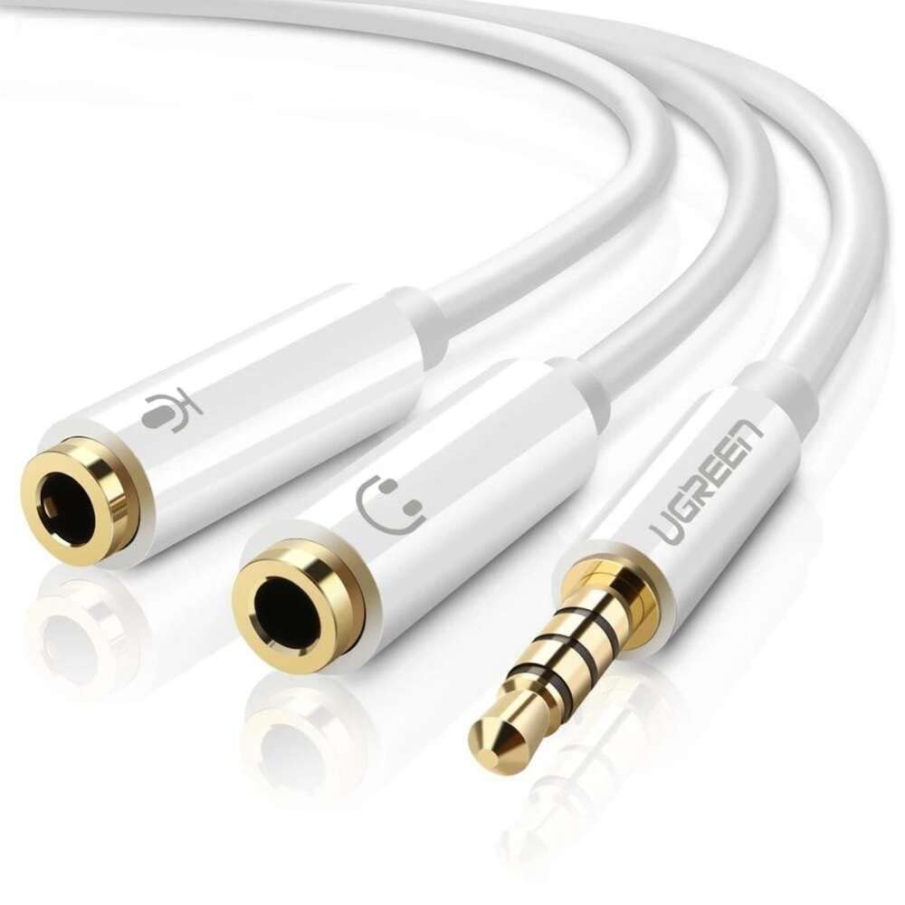 Кабель разветвитель Jack3.5 (M) - 2xJack3.5 (F), Ugreen AV141 10789, 0.25м, белый