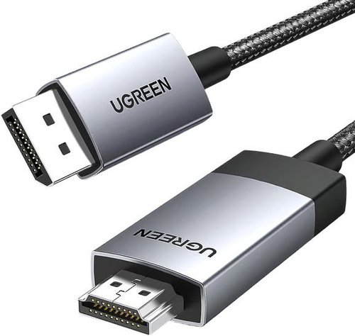 Кабель DP (20M) - HDMI (19M), 2м, Ugreen DP119 15774, черный, оплетка