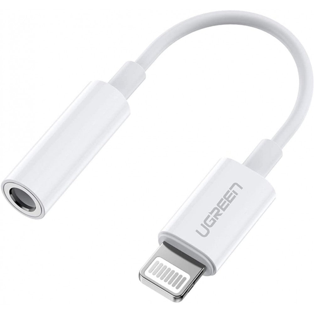 Кабель адаптер Lightning (M) - Jack3.5 (F) Ugreen US212 30759, 0.07м, белый