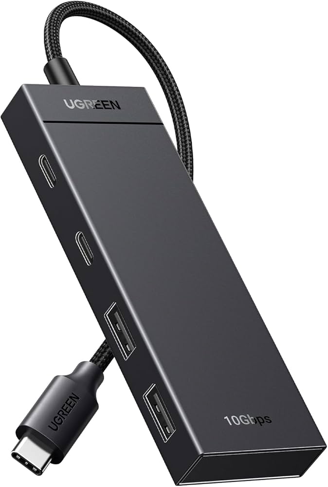 Разветвитель USB Ugreen CM806 35583, 2xUSB Type-C, 2xUSB Type-A, черный