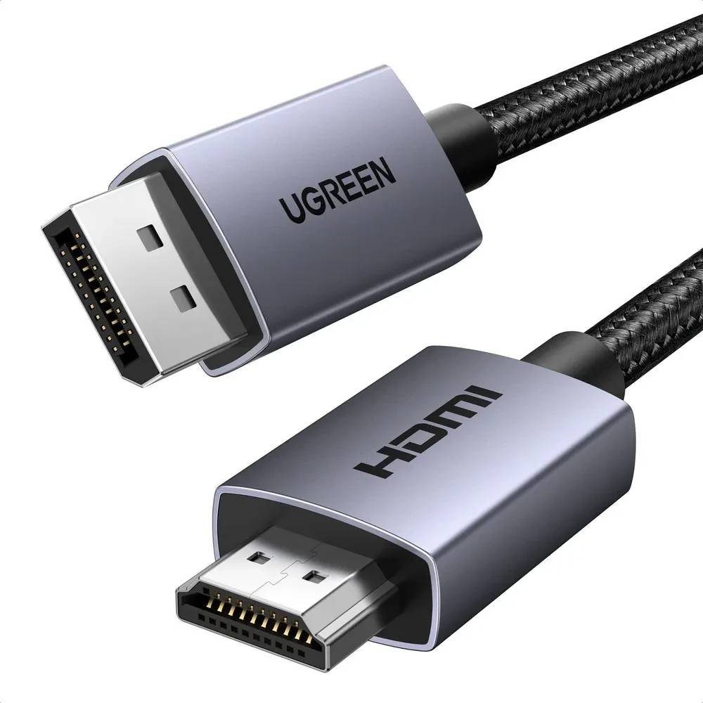 Кабель DP (20M) - HDMI (20M), 2м, Ugreen DP125 35842, черный