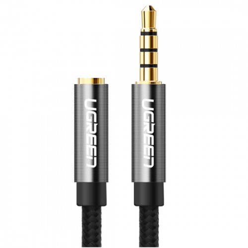 Кабель удлинитель Jack3.5 (M) - Jack3.5 (F), 2м, Ugreen AV118 40675 серый/черный