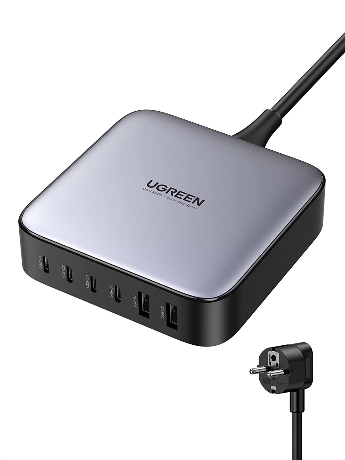 СЗУ Ugreen CD271 40914, серый, 2xUSB + 4xUSB Type-C