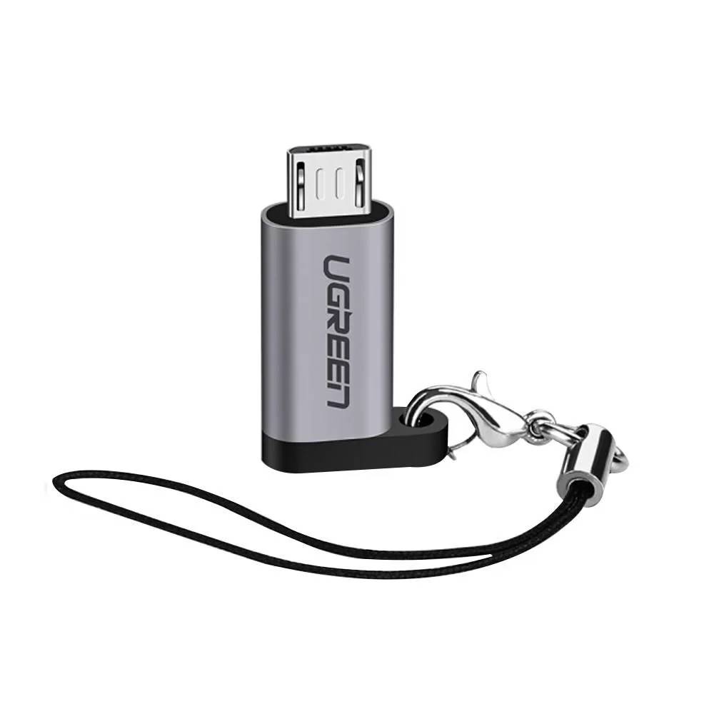 Переходник microUSB2.0 (M) - USB2.0 Type-C (F) Ugreen US282 50590 Gray