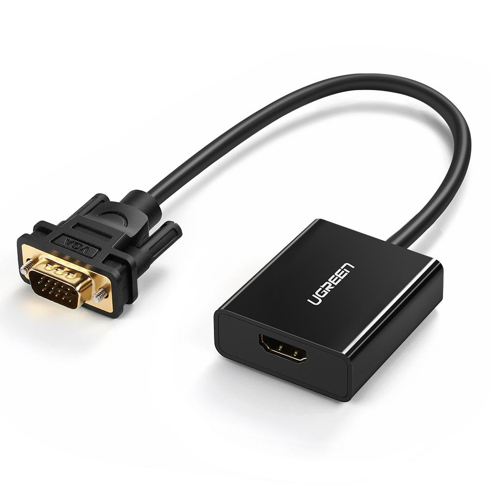 Переходник VGA (M) - HDMI (M) + Jack3.5 Ugreen CM513 50945, Black