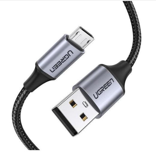 Кабель USB2.0 (M) - microUSB2.0 (M), 1.5м, Ugreen US290 60147, черный, оплетка