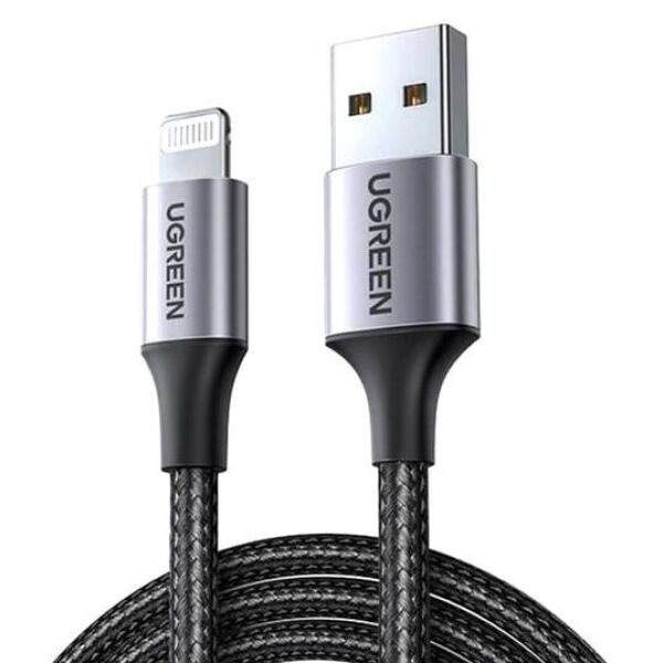 Кабель Lightning (M) - USB2.0 (M), 1м, Ugreen US199 60156, серый/черный