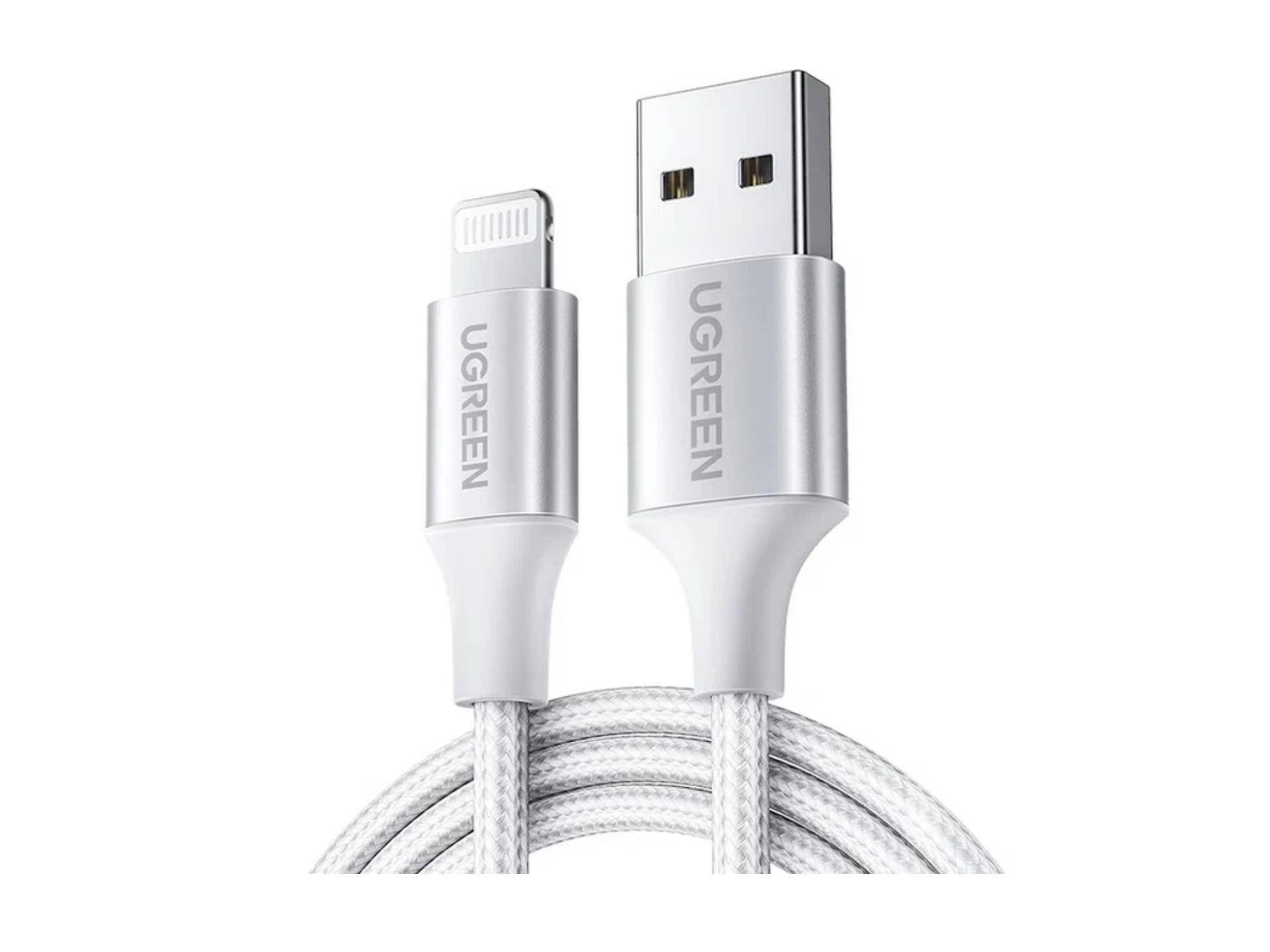 Кабель Lightning (M) - USB2.0 (M), 1.5м, Ugreen US199 60162, белый/серебристый