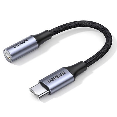Кабель адаптер USB2.0 Type-C (M) - Jack3.5 (F), Ugreen AV161 80154, 0.1м, Space Gray