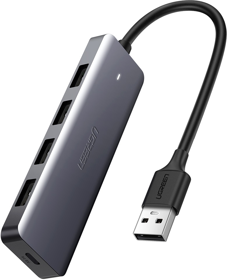 Разветвитель USB Ugreen CM219 50985, USB Type-3.0 - 4xUSB3.0, CR, серый