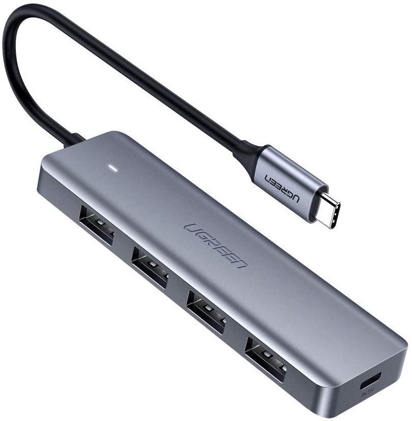 Разветвитель USB3.0 Ugreen CM219 70336, USB Type-C - 4xUSB3.0, CR, серый