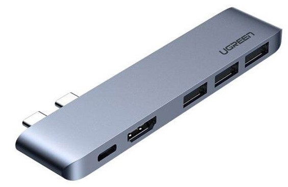 Разветвитель USB Ugreen CM251 60559, USB Type-C - 3xUSB3.0, HDMI, серый
