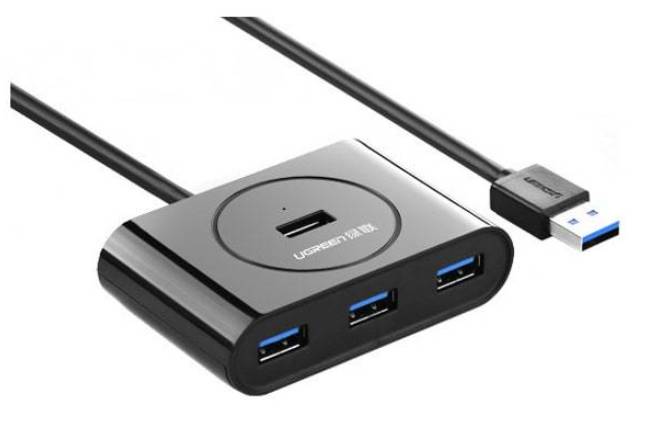 Разветвитель USB Ugreen CR113 20291, USB Type-3.0 - 4xUSB3.0, CR, черный