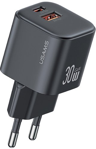 Сетевое зарядное устройство Usams CC263 30W GaN, черный (CC263TC01)