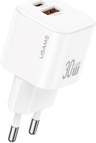 Сетевое зарядное устройство Usams CC263 30W GaN, белый (CC263TC02)