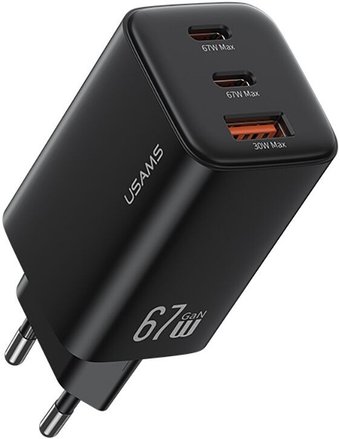 Сетевое зарядное устройство USAMS CC265 67W GaN, черный (CC265TC01)