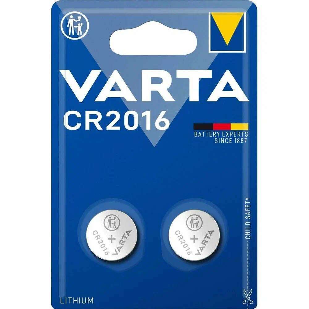 Батарейка CR2016, Varta Lithium 6016 CR 2016 BL2 литиевая блистер 2шт