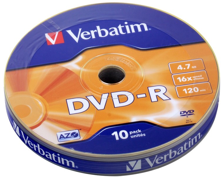 DVD-R disk Verbatim 16x, 4.7Gb, 10 штук (43729)