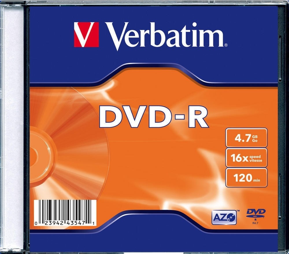 DVD-R disk 16x/4.7Gb Verbatim Matt Silver 20шт SlimCase 43547