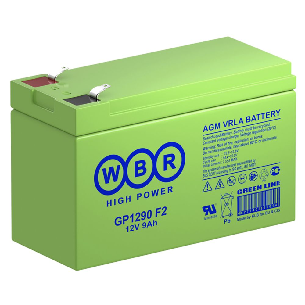 12V / 9Ah, аккумулятор для UPS, WBR GP1290 F2