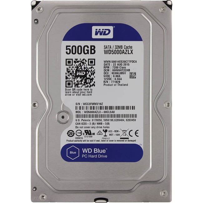 500Gb WD Caviar Blue WD5000AZLX, 7200rpm, 3.5", SATA III, 32Mb