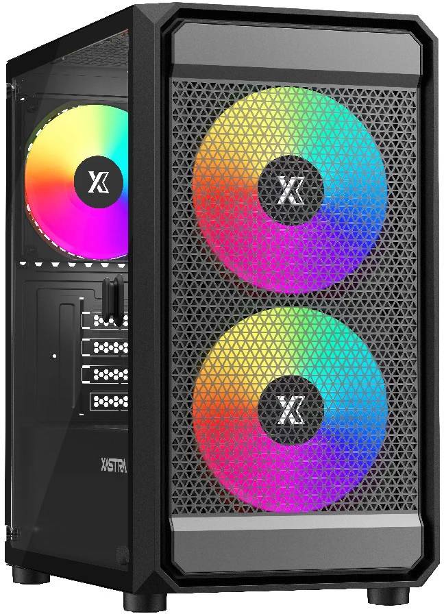 Корпус XASTRA A303M 3ARGB Black (A303M-2FC14A-1FC12A-D), без БП, mATX