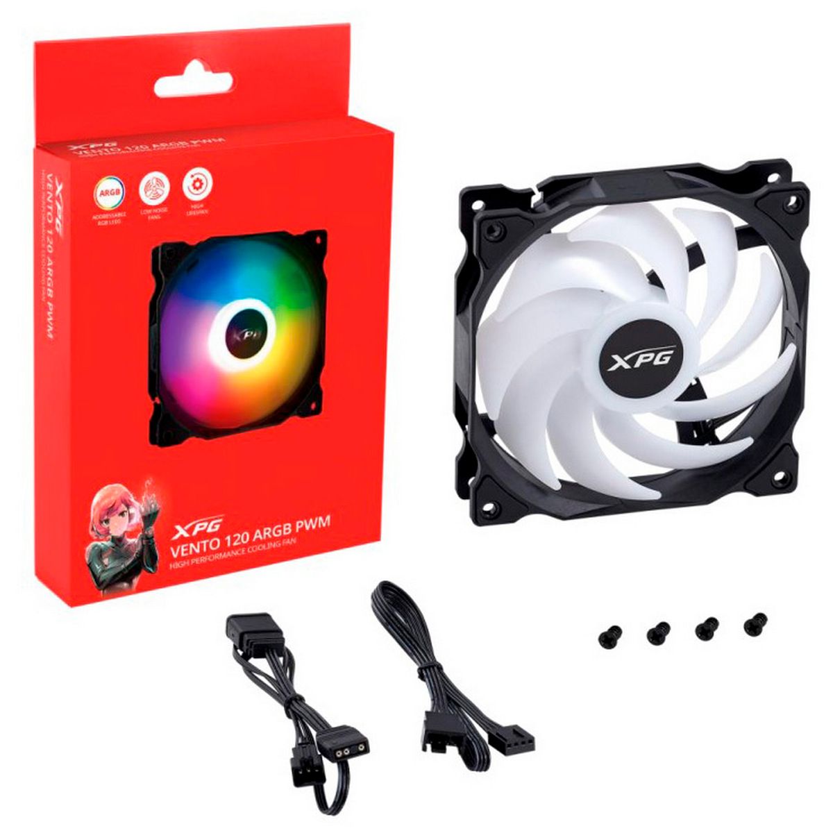 Вентилятор 12x12см XPG VENTO 120 ARGB PWM, черный VENTO120ARGBPWM-BKCWW