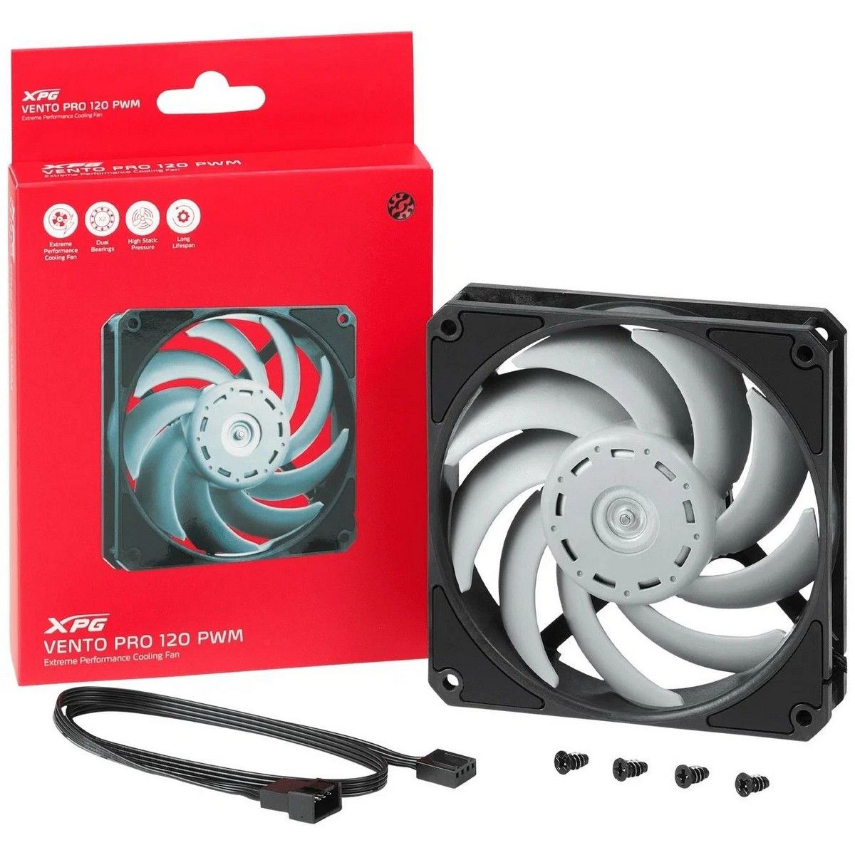 Вентилятор 12x12см XPG VENTO PRO 120 PWM, черный VENTOPRO120PWM-BKCWW