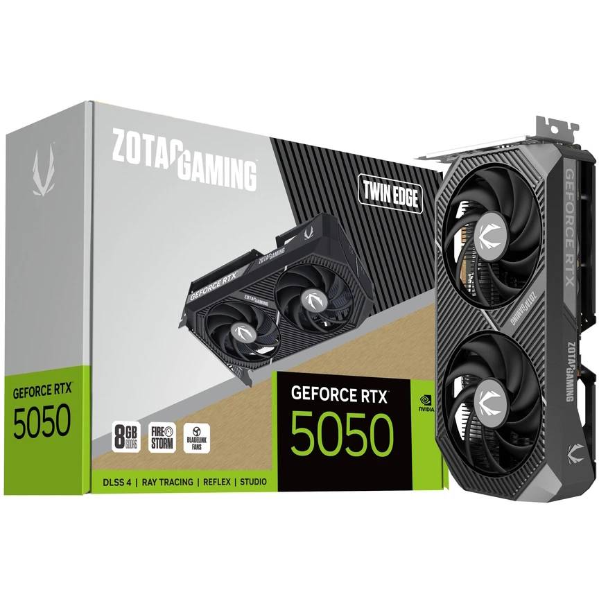 Видеокарта GeForce RTX 5050, 8Gb GDDR6 128bit, Zotac RTX 5050 TWIN EDGE 8GB ZT-B50500E-10M, RTL
