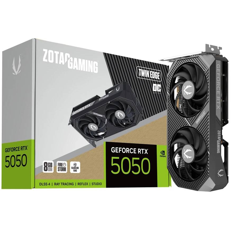 Видеокарта GeForce RTX 5050, 8Gb GDDR6 128bit, Zotac RTX 5050 TWIN EDGE 8GB OC ZT-B50500H-10M, RTL