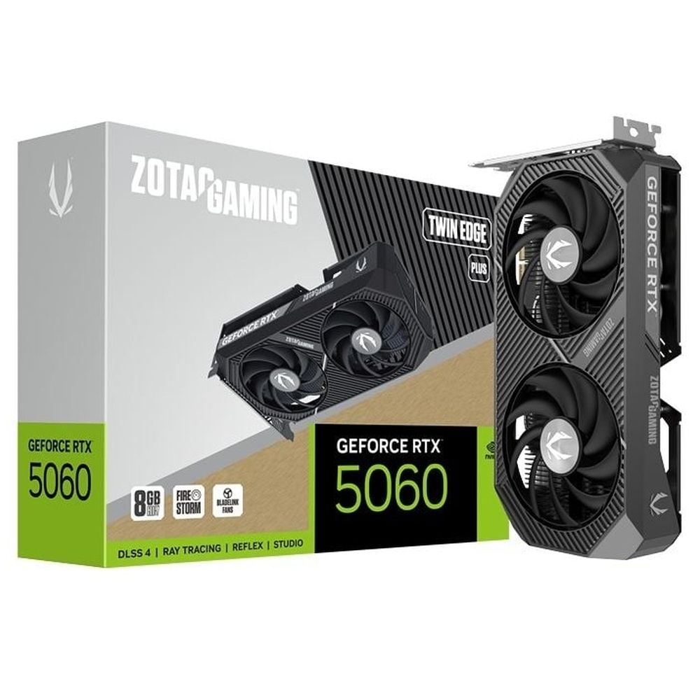 Видеокарта GeForce RTX 5060, 8Gb GDDR7 128bit, Zotac RTX 5060 TWIN EDGE PLUS 8GB ZT-B50600E2-10M, RTL