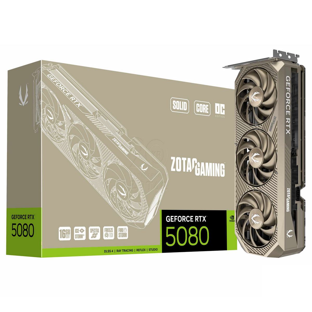 Видеокарта GeForce RTX 5080, 16Gb GDDR7 256bit, Zotac RTX 5080 SOLID CORE OC 20th ZT-B50800J2S-10P, RTL