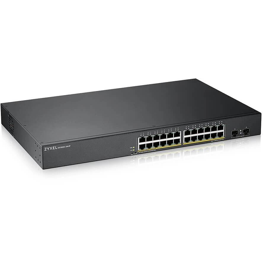 Коммутатор ZyXEL GS1900-24HP V2 (GS190024HPV2-EU0101F), 26xLAN 1Gbps, 2xSFP 1Gbps, PoE+