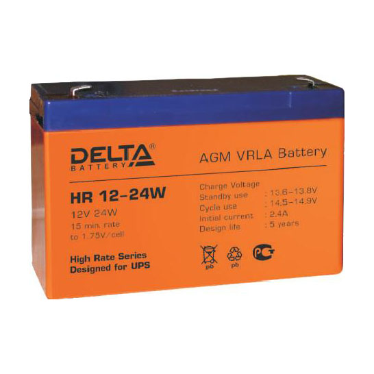 12V / 6Ah, аккумулятор для UPS, Delta HR 12-24W (F2)