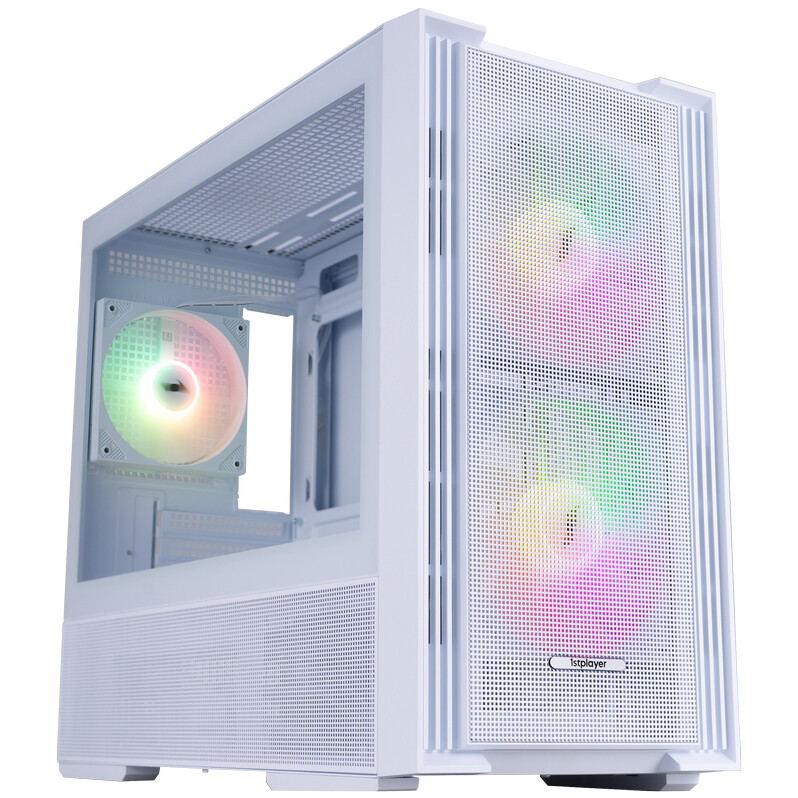 Корпус 1stPlayer AU6 ARGB White AU6-WH-2FA7-14-W-2FA7R-W-1FA7-W, без БП, mATX
