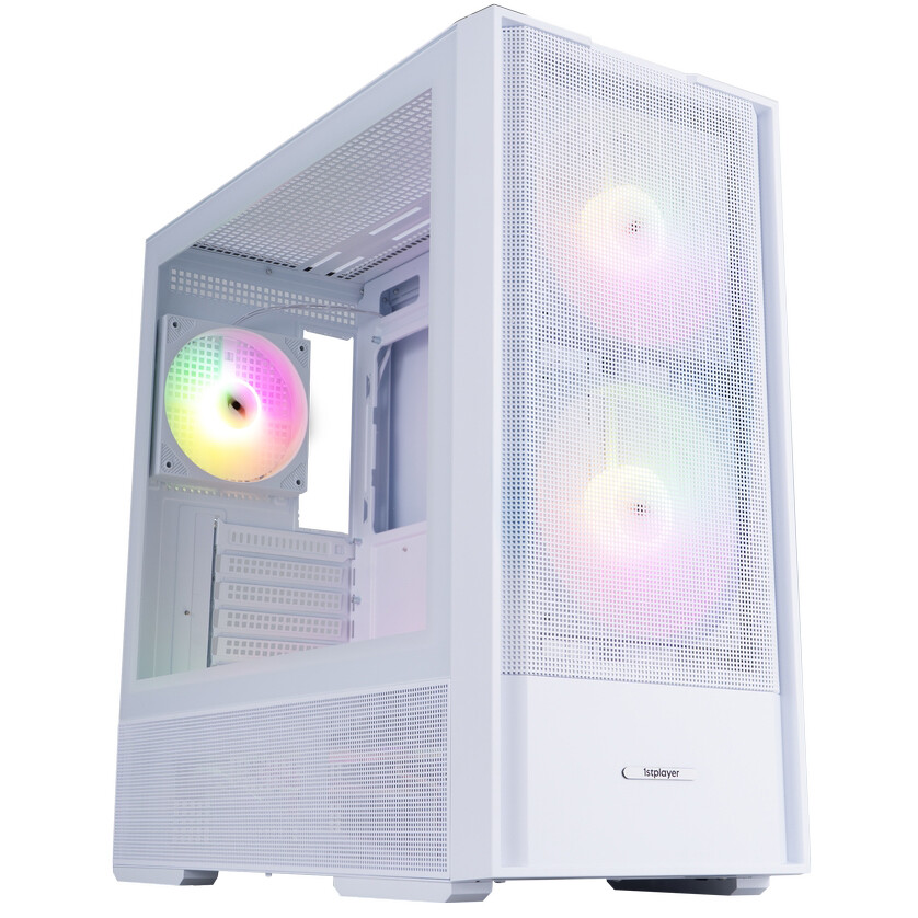 Корпус 1stPlayer AU7 ARGB White AU7-WH-2FA7-14-W-2FA7R-W-1FA7-W, без БП, ATX