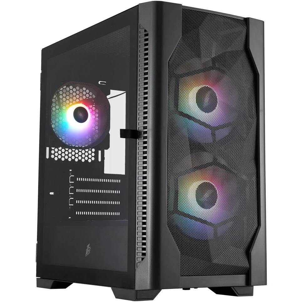 Корпус 1stPlayer DK D4-M FRGB Black (D4-M-BK-2F1P-1F1), без БП, mATX
