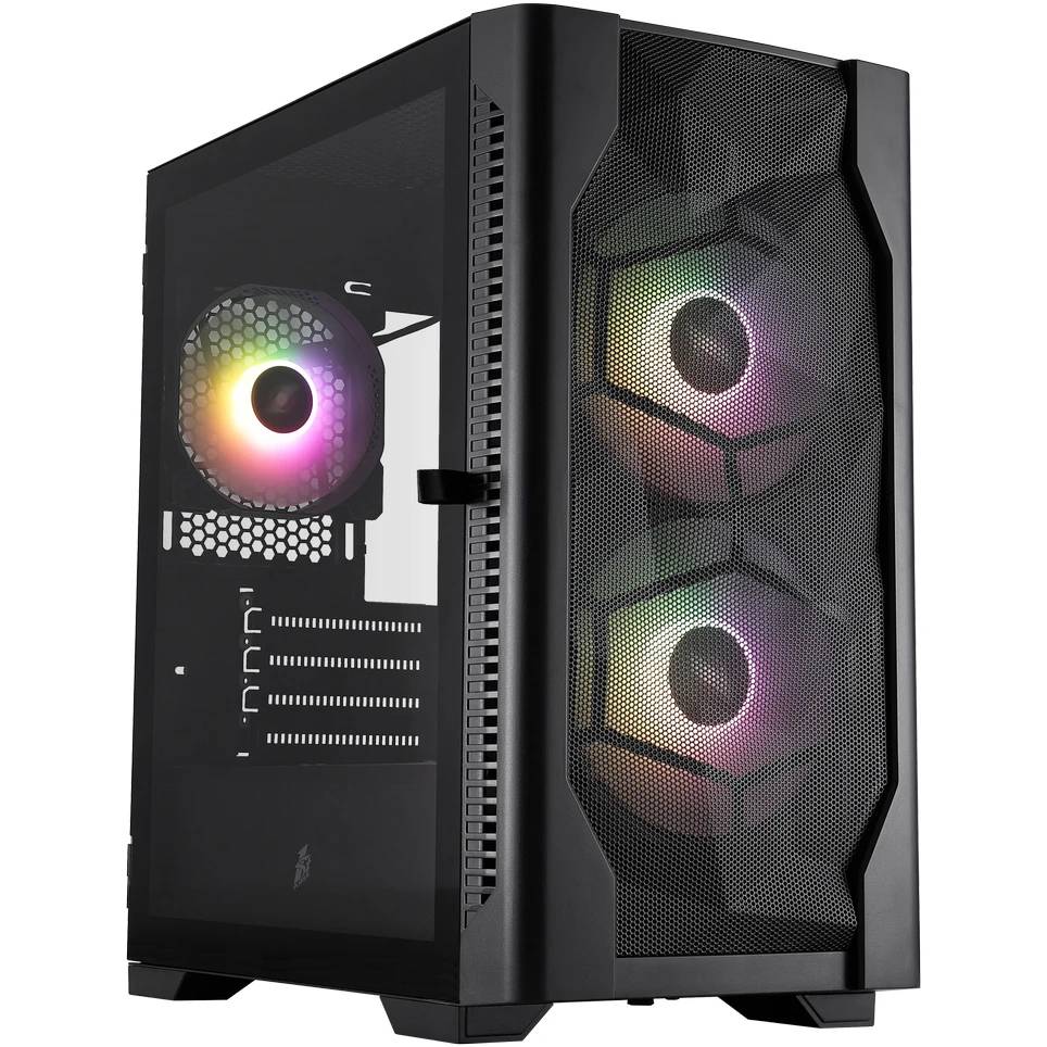 Корпус 1stPlayer DK D4-M ARGB Black (D4-M-BK-2F7-14-1F7), без БП, mATX