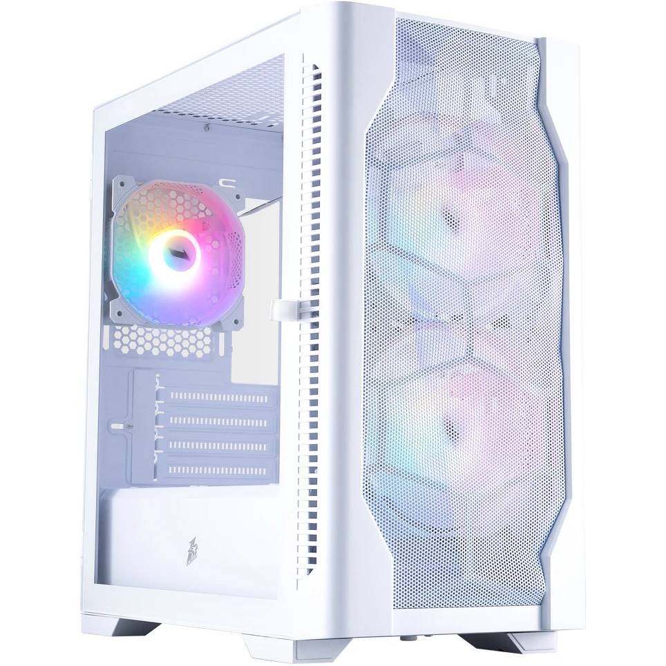 Корпус 1stPlayer DK D4-M FRGB White (D4-M-WH-2F1P-W-1F1-W), без БП, mATX